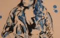 Aquarell, Kohle, Pastell auf Zeichenblatt, 50x70, "Amy Winehouse" 